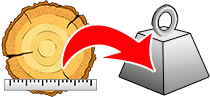 Log volume calculator  Logs Diameter / Length → Weight